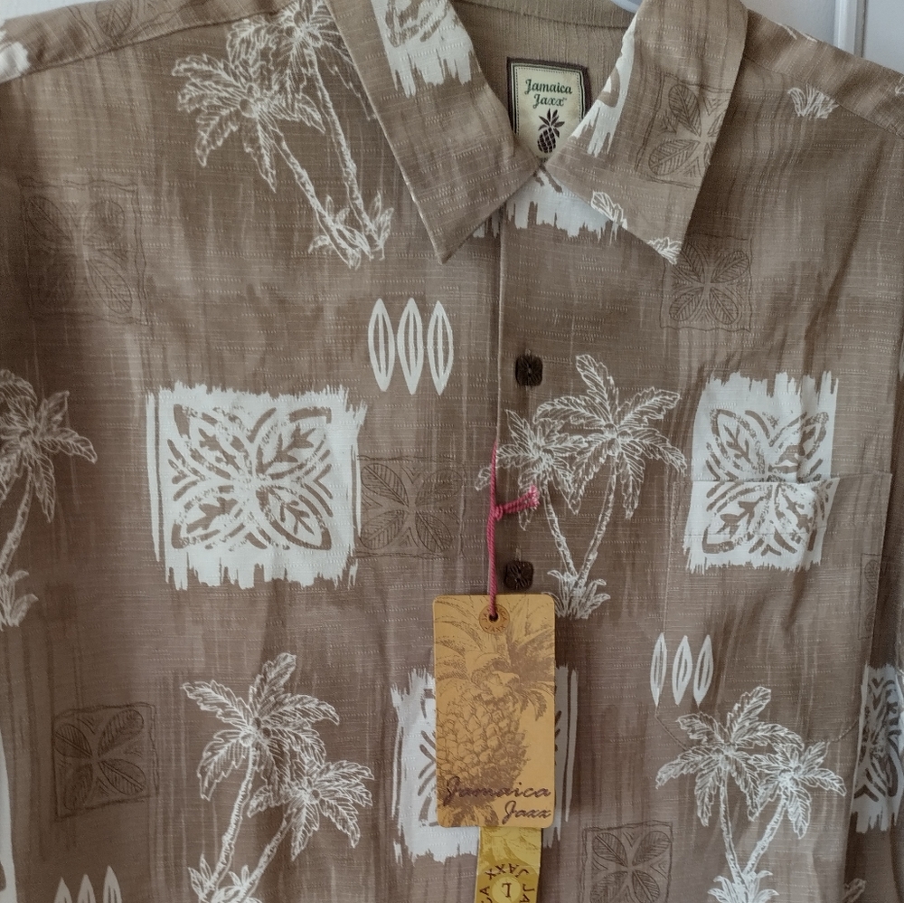 Jamaica Jazz Size L 💯 percent silk palm tree